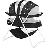 Dream On Me Karley Bassinet, Award Winner Lightweight Travel Baby Bassinet, Foldable Bedside Sleeper, Adjustable Double Canopy, Spacious Design, Soft Fabric, Storage Basket – Black and White