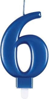 Unique Dazzling Blue Number 6 Birthday Candle - Metallic Cake Topper 1 Pc