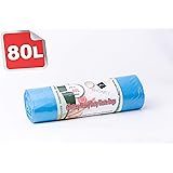 eHomey 80 L Litre Bin Liners, Large Waste Bin Bags, Extra Strong Refuse Sacks, Heavy Duty Rubbish Bag - 70 x 90cm - 20 Bags 1 Roll Blue