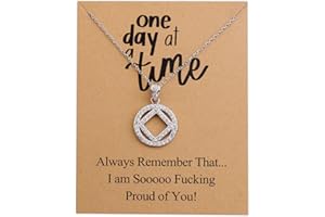 TIIMG Sobriety Gift One Day At A Time Addiction Recovery Inspirational Jewelry Gifts AA NA Sober Necklace
