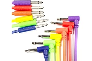 Heinakroon 3.5mm Low-Profile Angled/Straight Multi-Colored CV Patch Cables - NOT for Guitars - Eurorack Modular Patch Leads, 6-Pack (23.6")