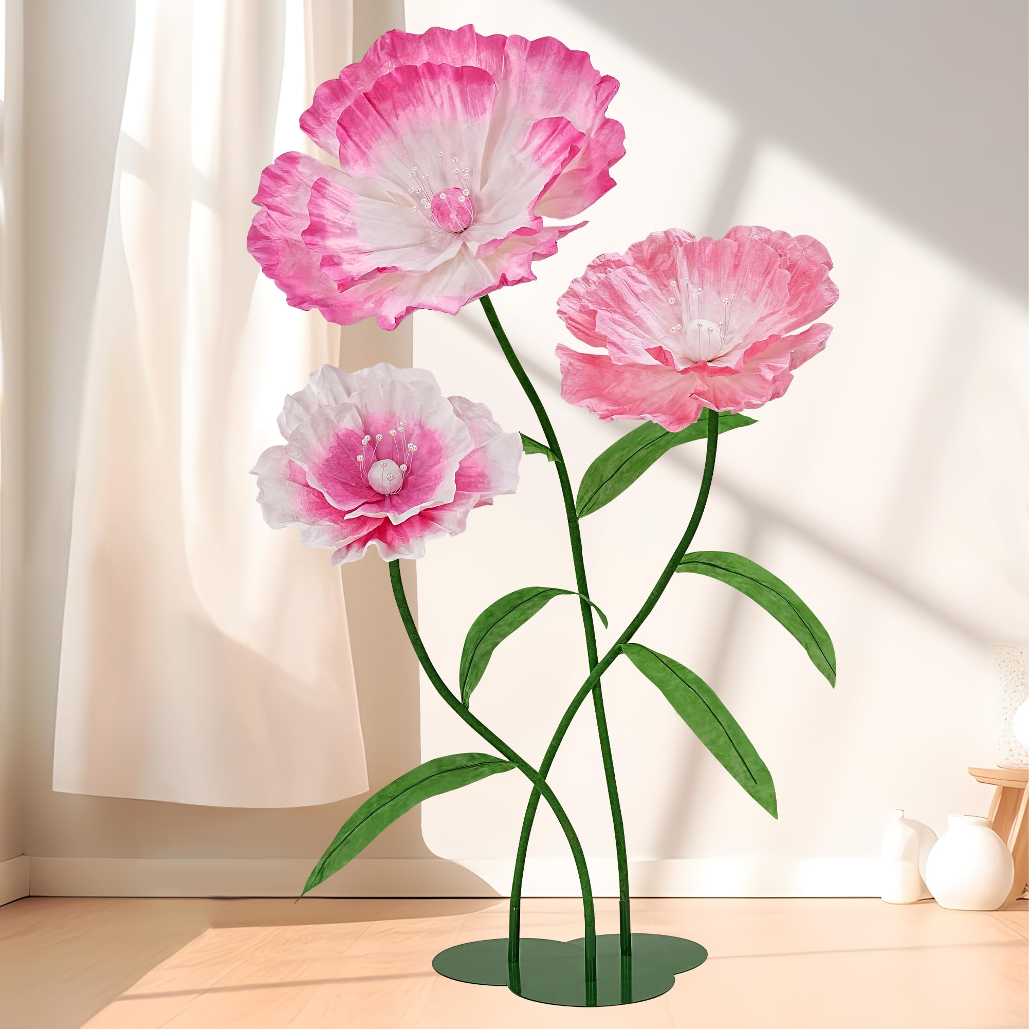 Photo 1 of LJIE-House Giant Paper Flowers - Pink Easter Large Paper Flowers Giant Flowers for Decoration for Birthday Party Outdoor Banquet Event Home