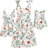 PopReal Mommy and Me Dresses Floral Mom and Daughter Matching Outfits Spaghetti Strap Sleeveless Dress Beach Mini Sundress