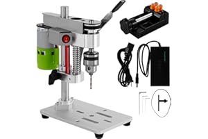 MXBAOHENG Mini Benchtop Drill Press with Work Light | Rear-Mounted 795 Motor, Small Bench Drilling Machine for Woodworking, Jewelry & Crafts, B10 Chuck, Motor & Belt Guard