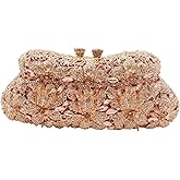 DJBM Vintage Women Floral Rhinestone Crystal Purse Rose Evening Clutch Diamond Evening Bags for Party Wedding Cocktail Prom