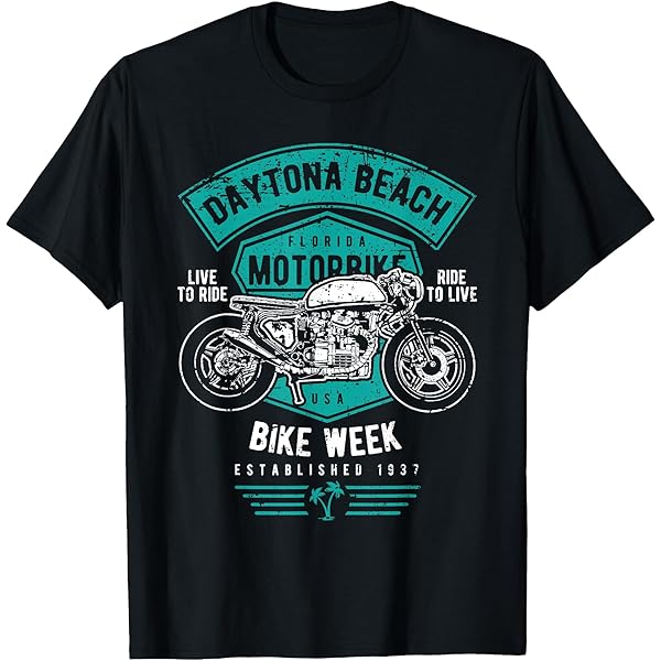 Amazon.com: Daytona Beach Florida Distressed Motorcycle Design T