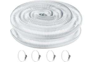 AISIMEE Heavy PVC 2 1/2" x 10' Dust Collection Hose,Flexible Clear Debris and Fume Collection Hose with Stainless Steel Clamps for Dust Collectors with 2 1/2" Ports, Ideal for Shop Vacuums