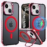 ZOEII 14 Plus Case Magnetic for iPhone 15 Plus / 14Plus Phone, 6.7 Inch,with Kickstand,[Compatible with MagSafe Accessories],Magnetic Case for iPhone 14 Plus / 15 Plus, Red