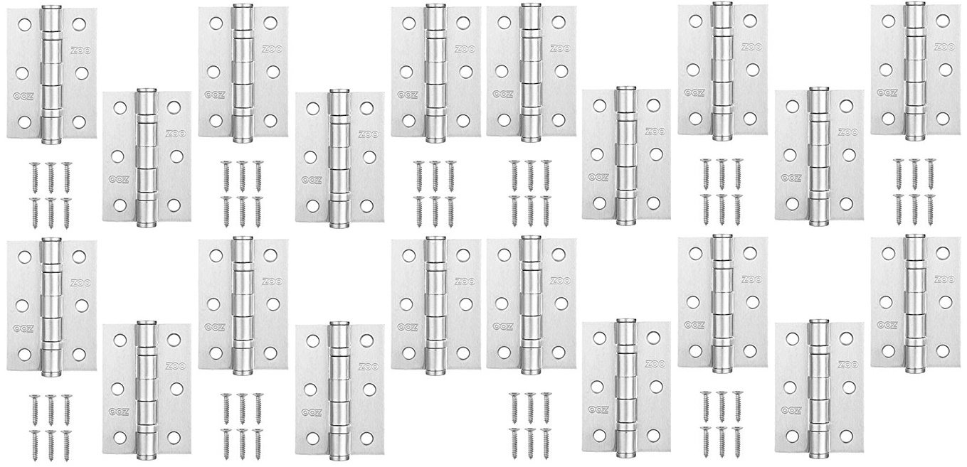 10 Pairs Door Hinge 3" 75mm Ball Bearing Hinges Satin Chrome Suit Internal Doors Pair (10)