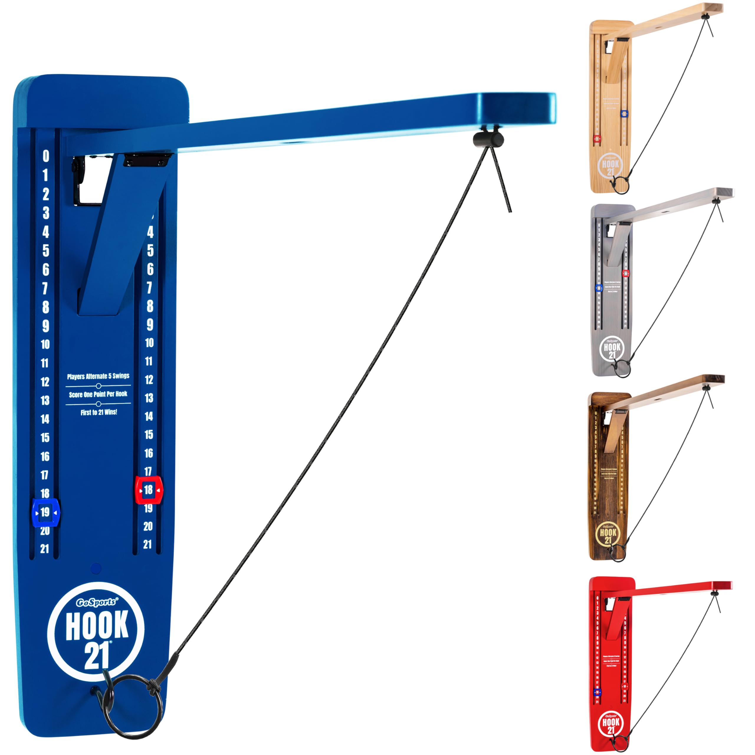 GoSports GoSports Hook 21 Wall Mount Ring Swing Game - Play Indoors or Outdoors with Foldable Arm