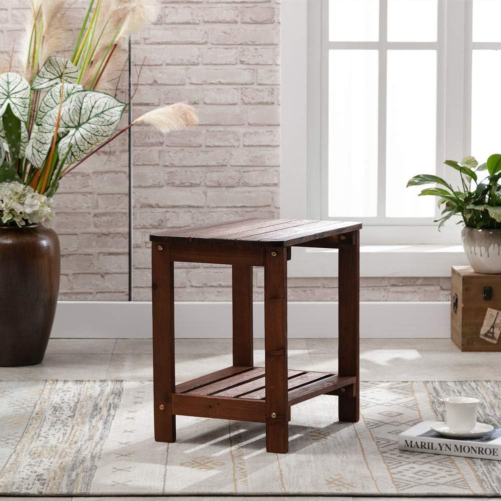 B&Z KD-50T Outdoor Porch Wooden Side Table Rectangular Rustic W/Storage Turquoise : Garden & Outdoor