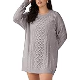 RITERA Womens Plus Size Sweater Dress Oversized Cable Knit Chunky Long Sleeve Short Dresses Fall Outfits Winter Clothes