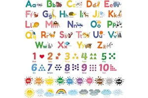 DECOWALL DS12-8070N Alphabet Numbers Colours Weather Wall Stickers kids decals nursery decor peel and stick removable abc bab