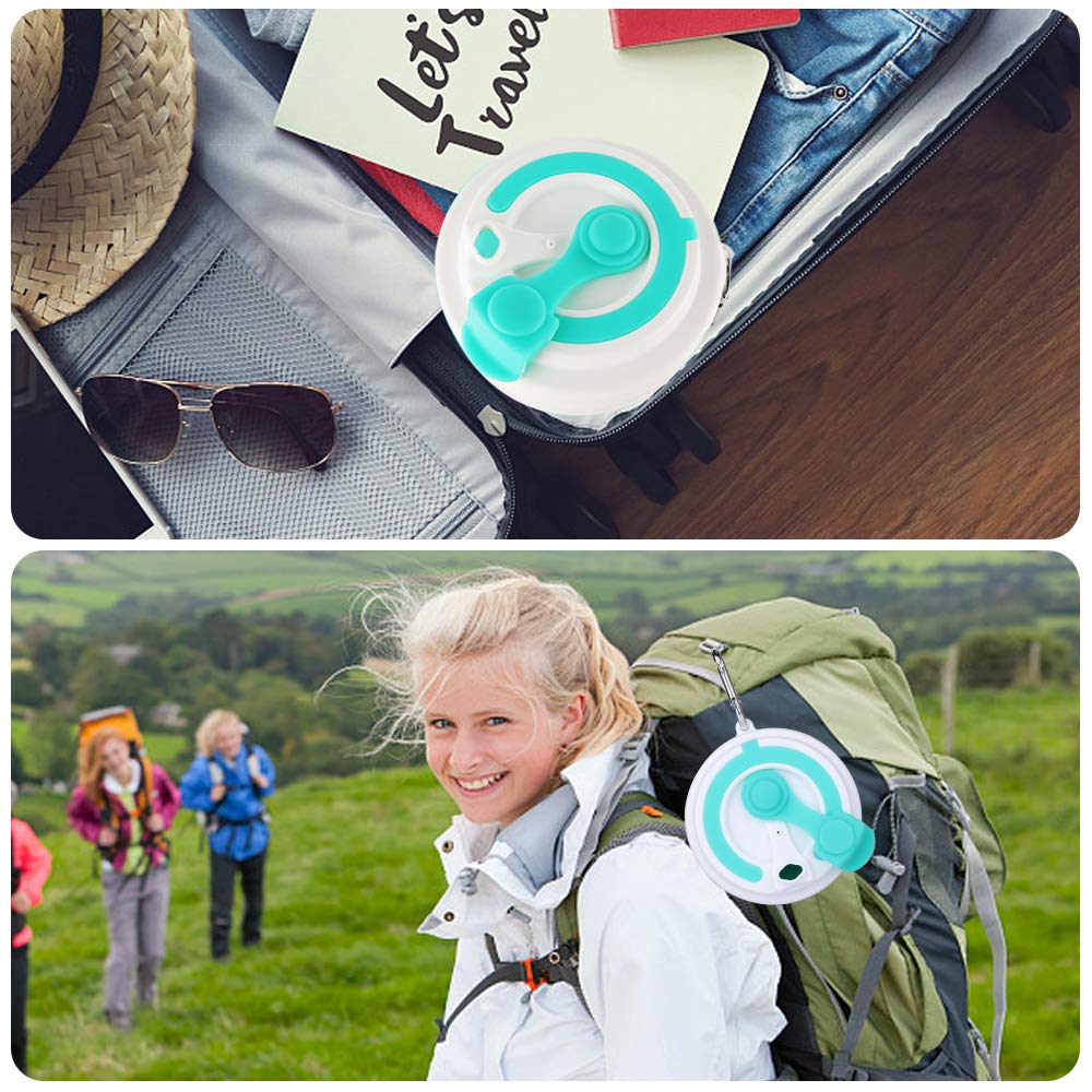 Idealife Collapsible Silicone Travel Cup Foldable Cup with Straw and Lid Folding Cup for Camping Travel Outdoor Office BPA Free 350ml/11.8oz (Green)