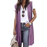 ZXZY Long Vest for Women Sleeveless Knit Cardigan Open Front Draped Sweater Duster Casual Lightweight Outwear Vests