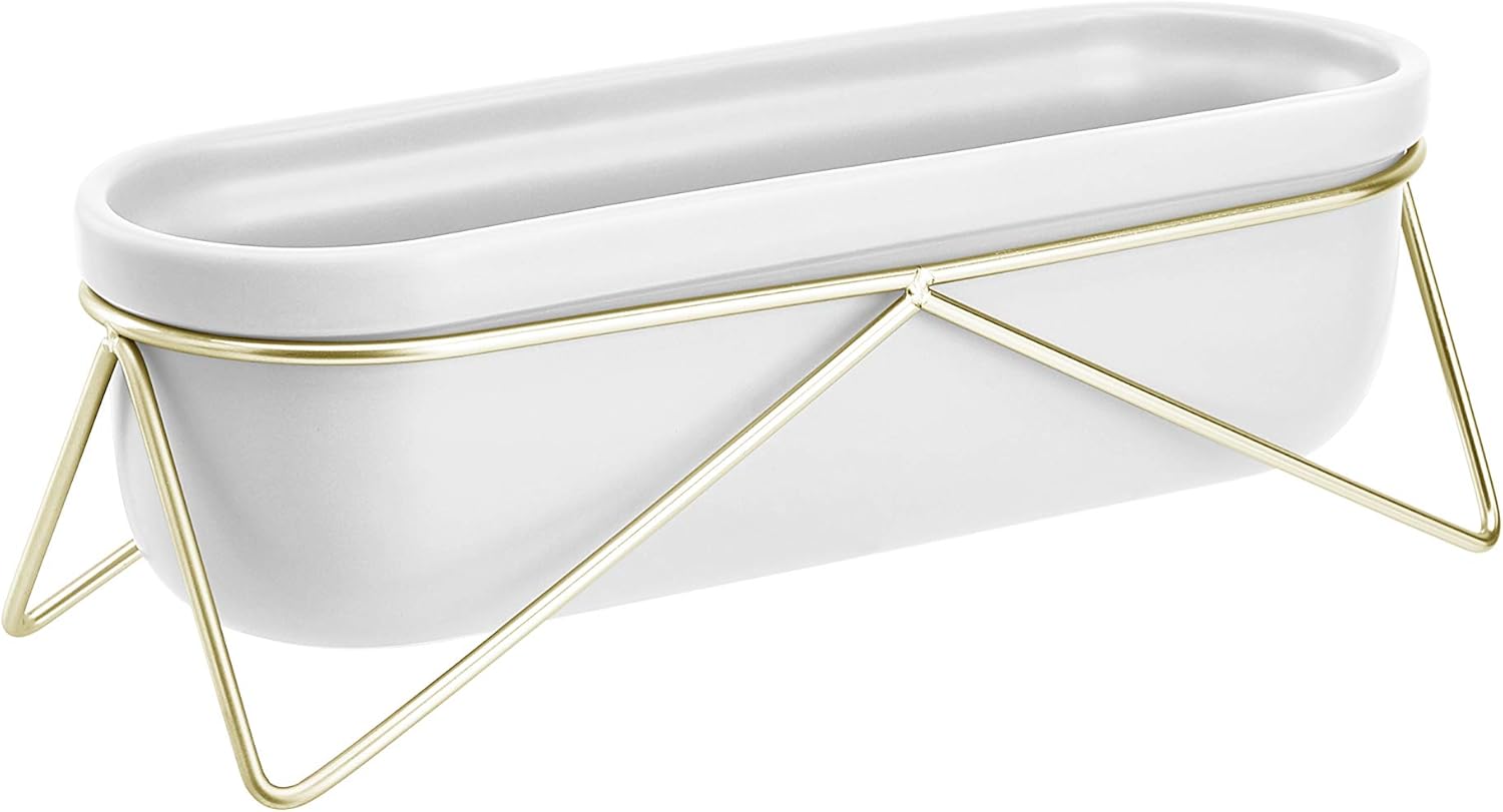 Amazon Basics Tabletop Planter, Oval Grey/Copper BigaMart