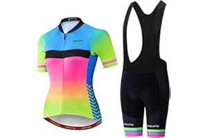 JPOJPO Women Cycling Jersey Set Short Sleeve+5D Padded Bicycle Shorts Quick-Dry Reflective 3-Pockets