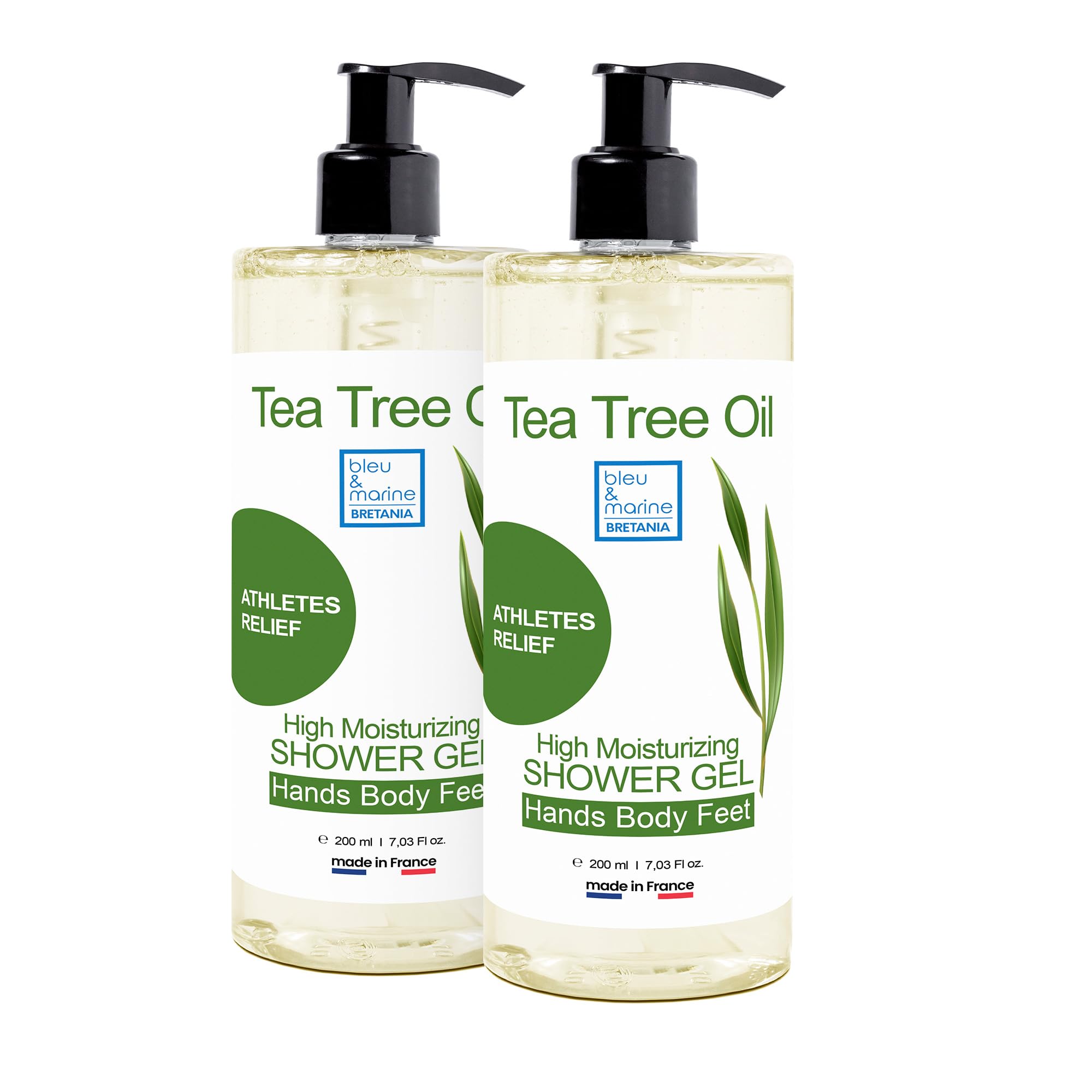 Bleu & Marine Bretania Tea Tree Shower Gel | Deep Cleanse & Detox | Fights Athlete's Foot & Ringworm | For Active Individuals | Anti-Fungal & Anti-Acne, 200 ml (2 Pack)