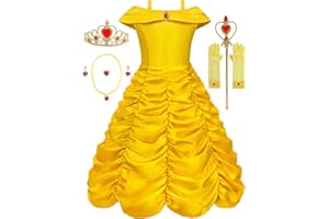 Aoiviss Belle Costume for Girls Belle Princess Dress Up Clothes Birthday Outfit with Accessories