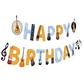 Happy Birthday Banner Guitar Party Decorations Music Birthday Party Banner Garland for Rock and Roll Guitar Birthday Party Supplies