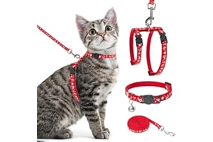 PAWCHIE Cat Harness with Leash and Collar Set - Escape Proof Adjustable H-shped Cat Harness with Star and Moon Pattern Glow in The Dark for Kitty Outdoor Walking