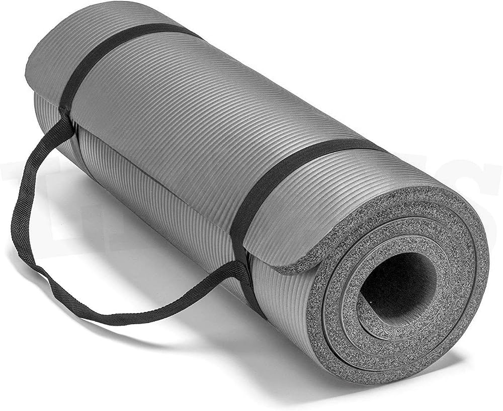 Lions Yoga Mat 10mm Thick NBR Non-Slip with Carry Strap Grey Silver