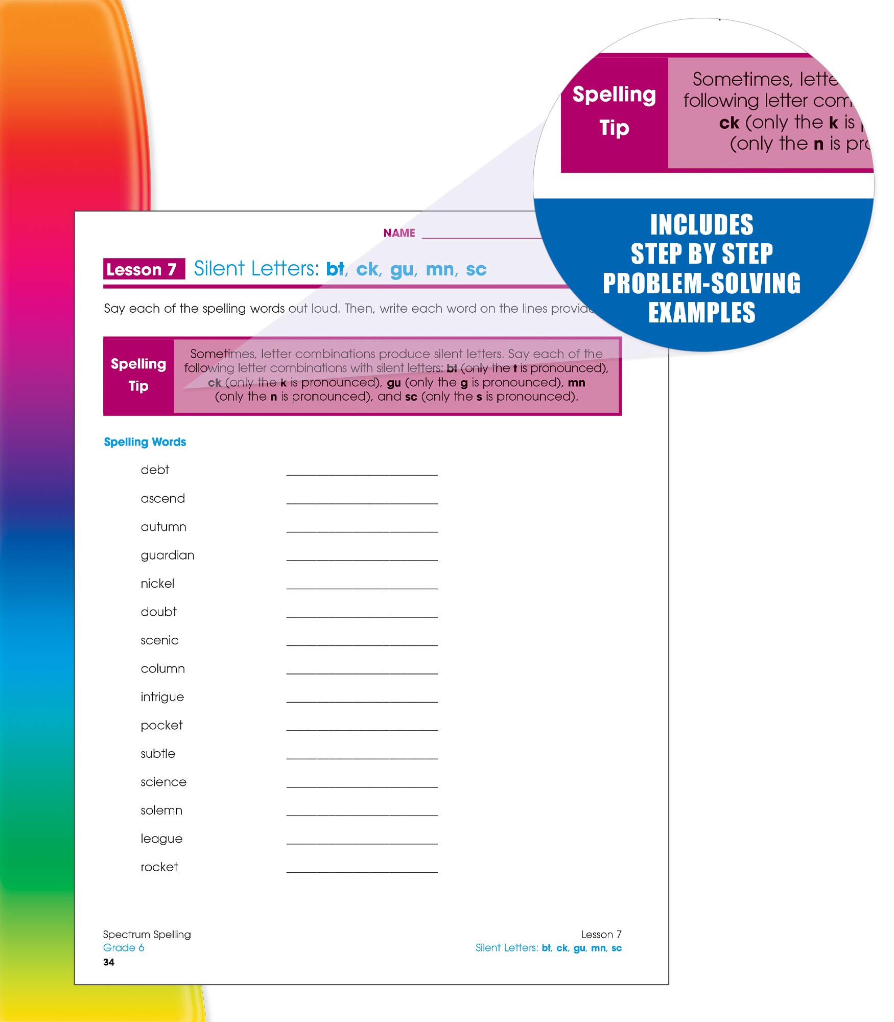 spectrum 6th grade spelling workbook grammar and handwriting practice with root words diphthongs prefixes suffixes 6th grade workbook with english dictionary classroom or homeschool curriculum spectrum 9781483811802 books amazon