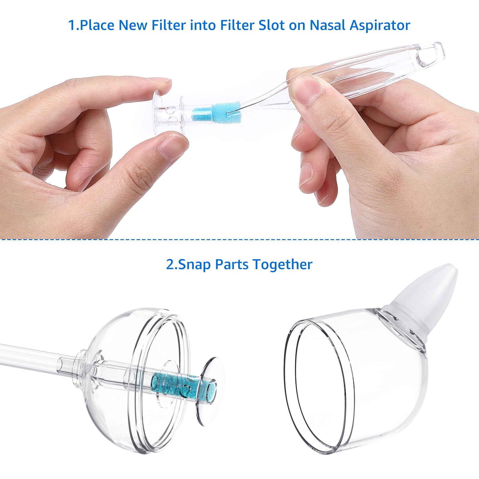 GROWNSY 120 PCS Premium Nasal Filters for Grownsy/NoseFrida/NeilMed/Molucky/Mr. Pen Nasal Aspirators