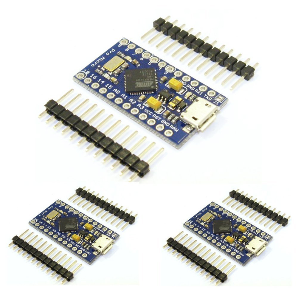 Photo 1 of HiLetgo 3pcs Atmega32U4 5V 16MHz Bootloadered IDE Micro USB Development Board Microcontroller Compatible to Arduino Pro Micro Serial Connection with Pin Header