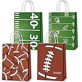 16pcs Football Goodie Bags for Boys - Handle Football Paper Bags for Kids Birthday Party Supplies