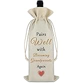 Pregnancy Announcement Gift for Being Grandparents Again Baby Reveal Gift New Baby Gift Baby Announcement Drawstring Wine Bag Gift for Family Baby Shower Party Decors Reusable Wine Wrap Bag