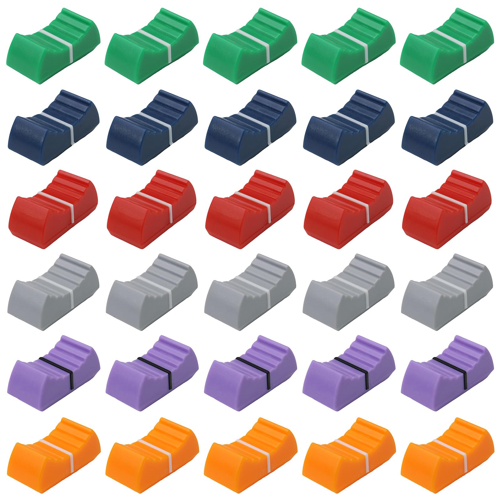 30 Pack Mixed Colour 8mm Fader/Slider Control Knobs For Audio Mixer