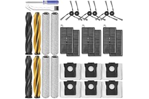 Replacement Accessory Kits for Dreame/ Aqua10/ Ultra/Roller Robot Vacuum Cleaner — 4 Main Brushes/ 4 Roller Wipes/ 6 Filters/