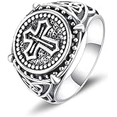 YONFQE Cross Ring S925 Sterling Silver Celtic Knot Cross Rings Religious Crucifix Christian Jewelry Gifts for Men Women(9)