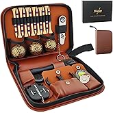 TGWUZZ Golf Gifts for Men and Women, Golf Accessories Set in High-End Case with Gold-Colored Golf Balls, Golf Tees, Brush, Divot Tool, Golf Green Reader, Magnetic Hat Clip, Scorer, Golf Ball Clamp