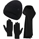 Hat Scarf And Gloves Set For Women,Womens Winter Beanie Hats Long Scarf Scarves Knit Touchscreen Gloves For Cold Weather