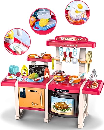 pink kids play kitchen