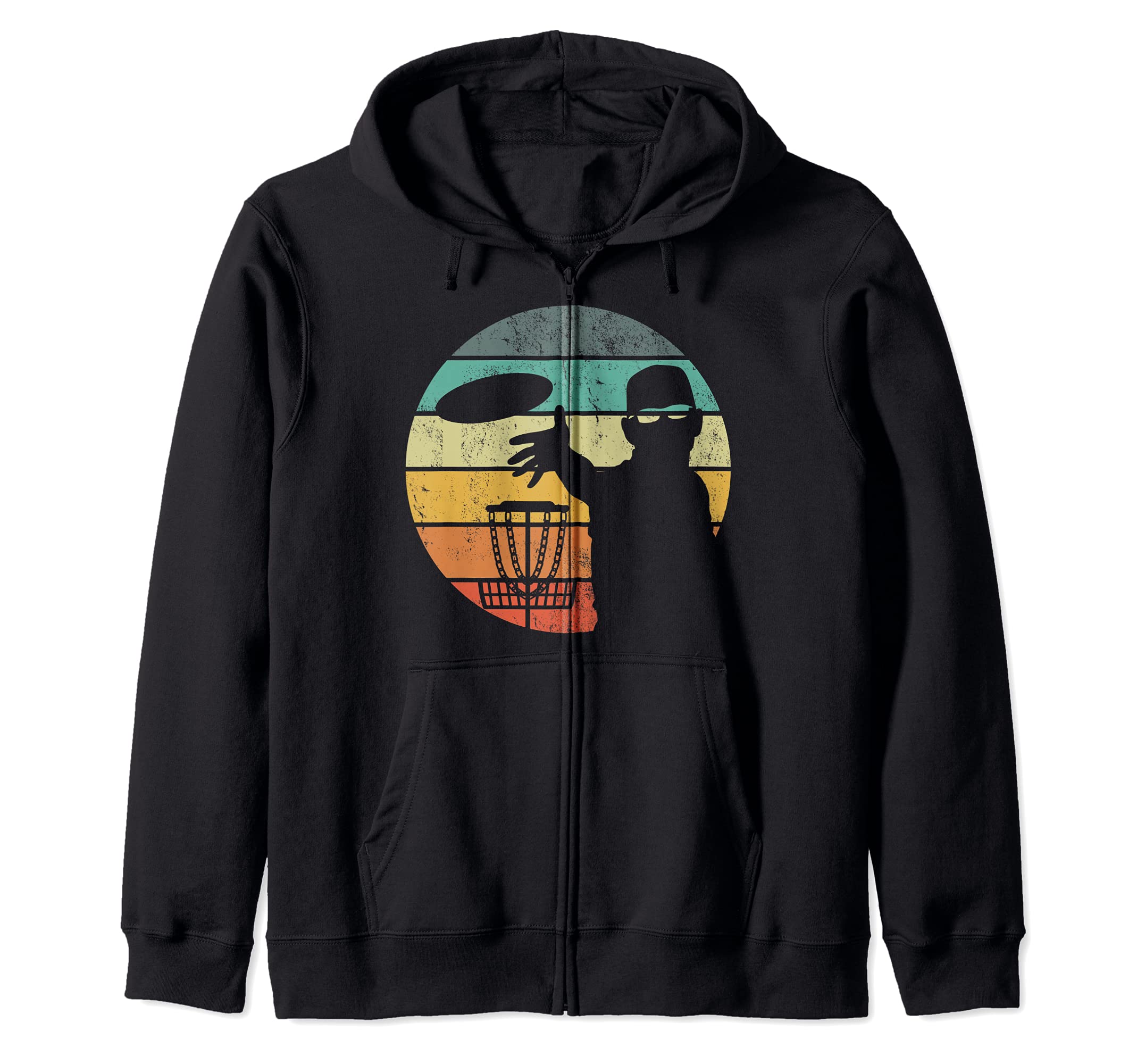 Vintage Frisbee Golf Disc Golf Athlete Retro Sunset Zip Hoodie