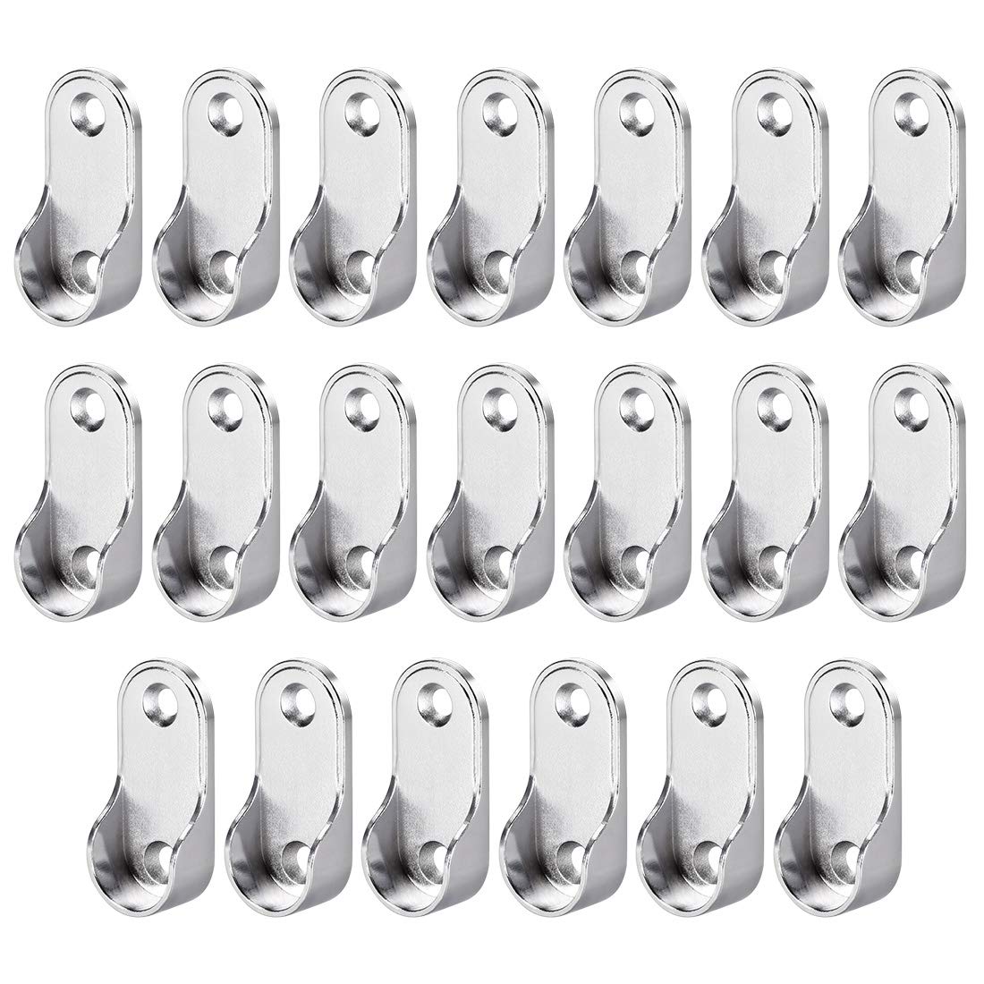 sourcing map Zinc Alloy Oval Closet Rod End Supports, Fit Rod Dia 19mm 20 PCS - Wardrobe Rod Flange Bracket Support