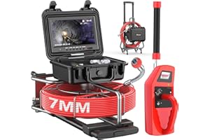 Anysun All in 1 Sewer Camera with Locator & Wheels & Pull Handle, 7MM Cable, Self Leveling, Distance Counter, 32GB Card, 9'' HD Monitor, Pipe Drain Inspection Camera IP68 Borescope (150FT/45M)