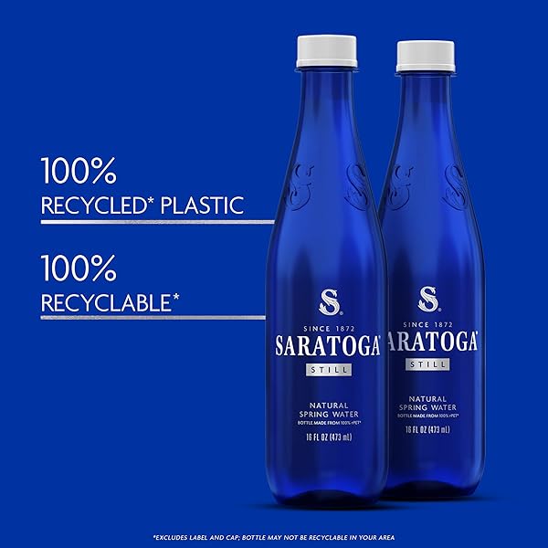 SARATOGA SPRING WATER BOTTLES, 6 PACK – STILL BOTTLED WATER – RECYCLED PET PLASTIC BOTTLES – 16 FL OZ