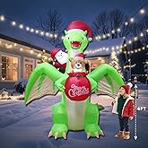 9 FT Giant Dinosaur Christmas Inflatable Decorations,with LED Lights - Santa Riding Dinosaur Christmas, Heavy-Duty Blower for Indoor/Outdoor Holiday Party Decor Weatherproof, Eye-Catching Xmas Display