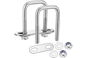 METALLIXITY U Bolts 4Set (M6x25x50mm), Square U Bolt Kits 304 Stainless Steel with Nylon Lock Nut Washers Plates - for Constr