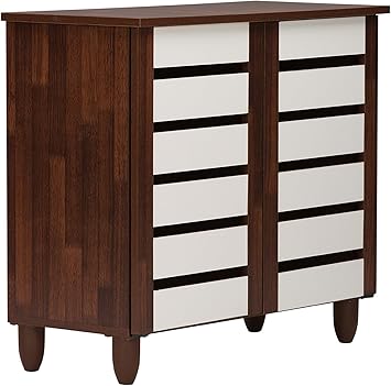 Amazon Com Baxton Studio Wholesale Interiors Gisela Oak And White 2 Tone Shoe Cabinet With 2 Doors Furniture Decor