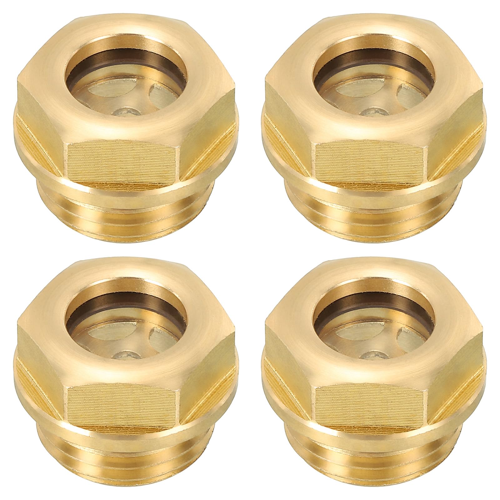 PATIKIL Air Compressor Oil Sight Glass, 4 Pack G 1/2" Male Thread Brass Oil Liquid Level Gauge Air Compressor Parts with O-Ring
