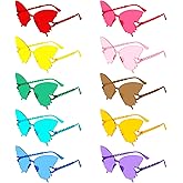 10/20 Pack Star/Heart Shape/Round/Butterfly/Cat Eye/Rectangle/Fire Rimless Tinted Party Sunglasses Color Glasses