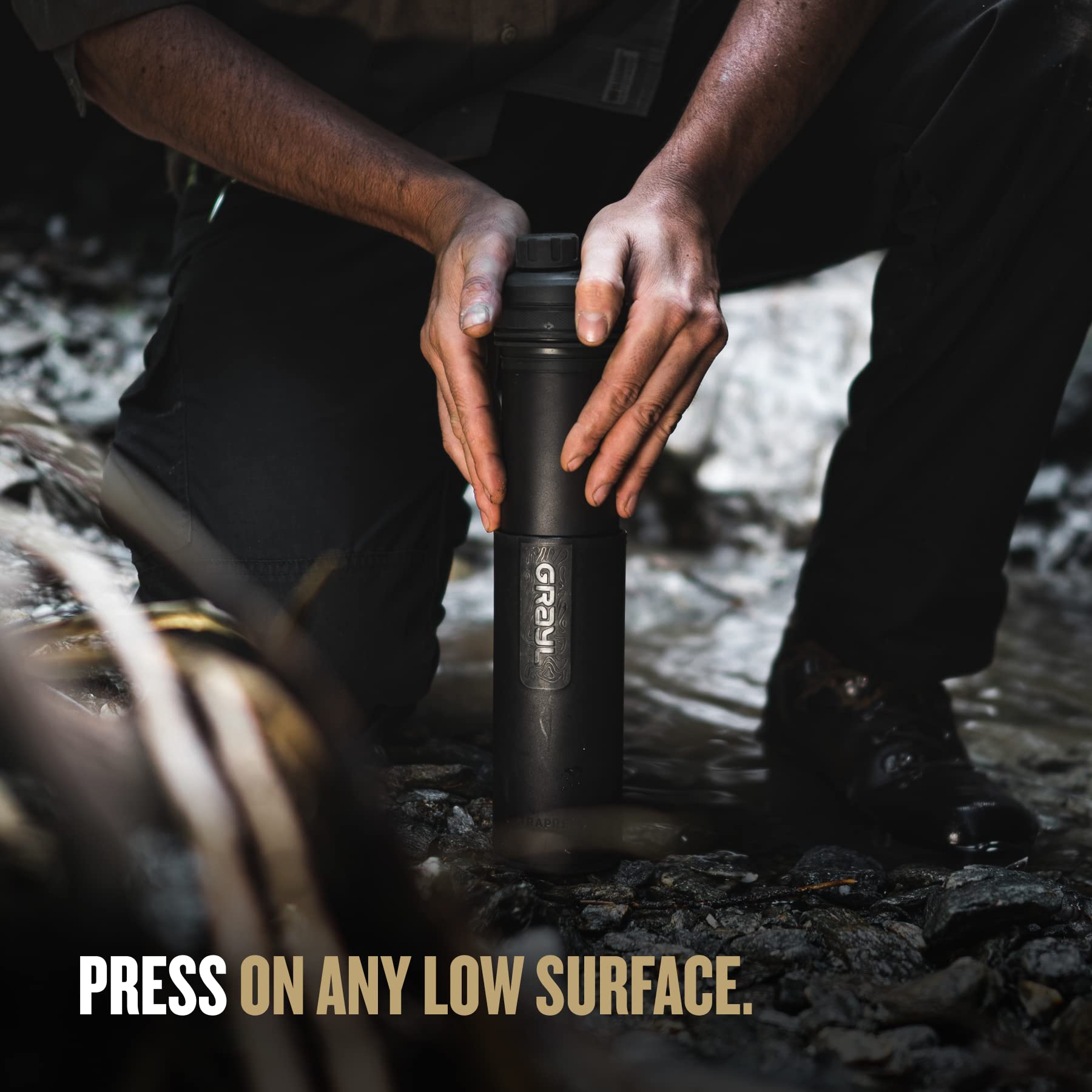 GRAYL UltraPress 16,9 oz Wasserreiniger & Filterflasche für Wandern, Rucksackreisen, Survival, Reisen (Covert Black) 4