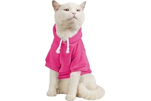 QWINEE Basic Dog Hoodie, Dog Warm Jacket, Cat Apparel, Dog Shirt, Dog Clothes for Puppy Kitten Small Medium Dogs Cats Hot Pink M