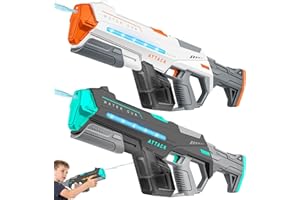 TINKERTY 2 Pack Electric Water Guns for Adults, Squirt Guns for Kids with Light Up and Large Capacity, Powerful Water Gun Up to 28-32FT Range for Summer Swimming Pool Party Beach Outdoor Activity
