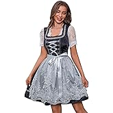 Abaowedding Oktoberfest Outfits Women 3Pcs Dirndl Dresses German Oktoberfest Bavarian Carnival Costume Cosplay Dress